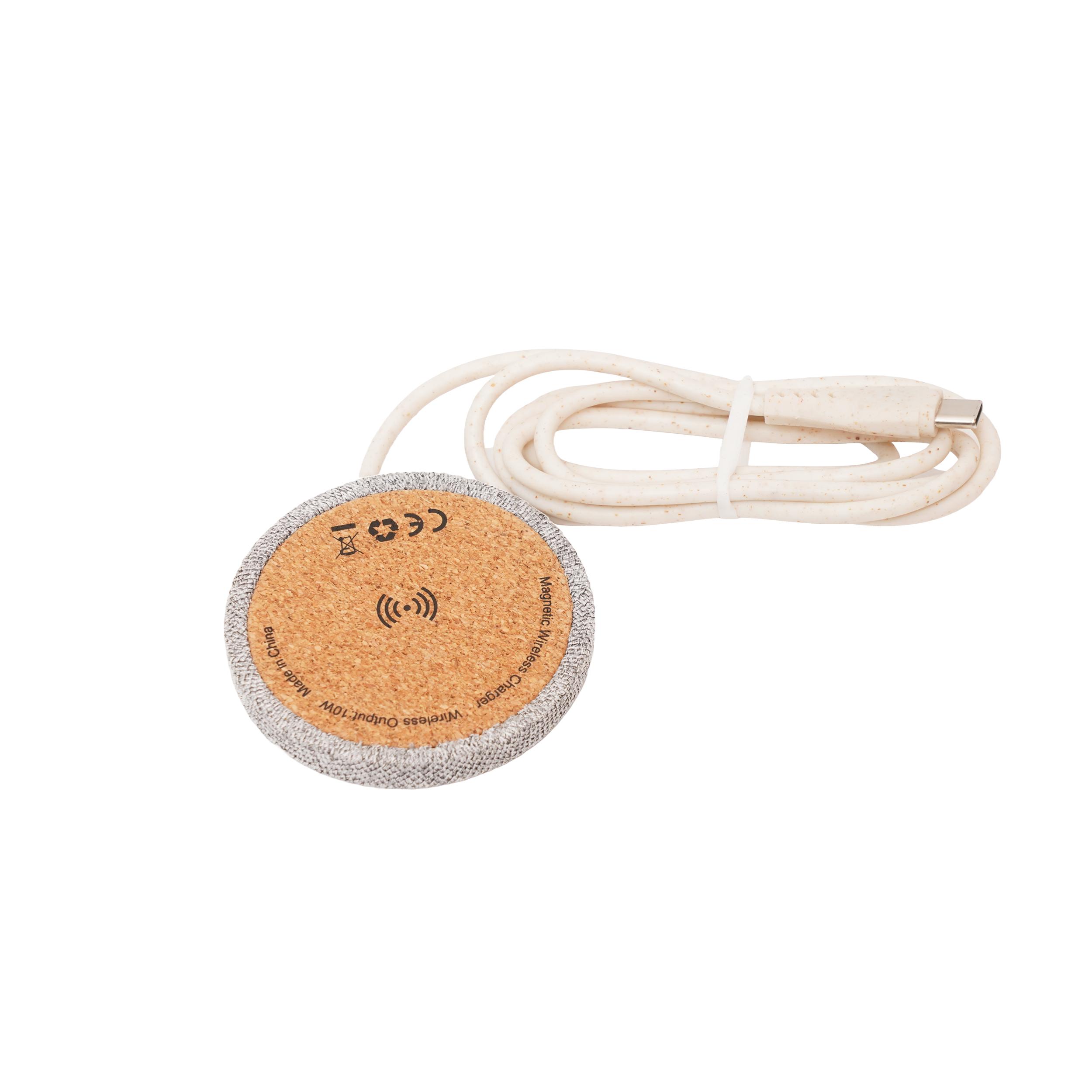 Wireless Charger with a Cork Base and USB Cable